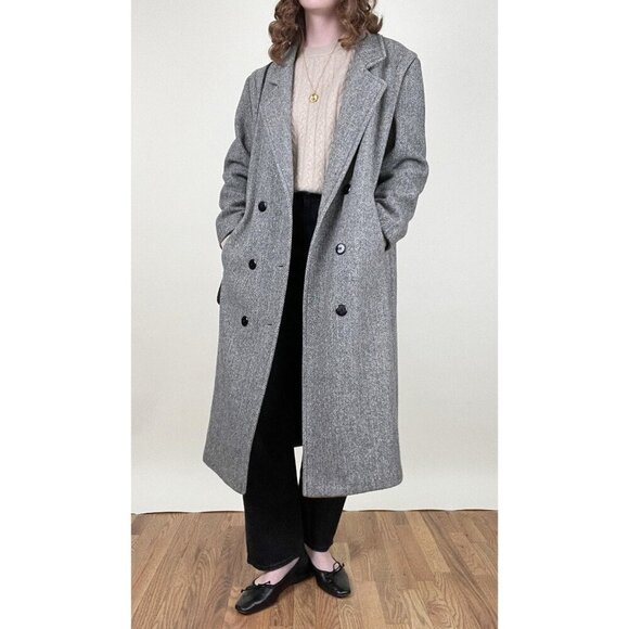 Vintage Jackets & Blazers - Vintage Long Oversized Wool Peacoat Overcoat Pea Coat Fall Winter Luxury Jacket
